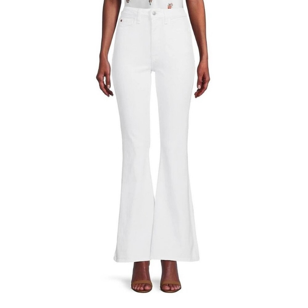 Hudson Jeans White High-Rise Flare Wide Leg Jeans